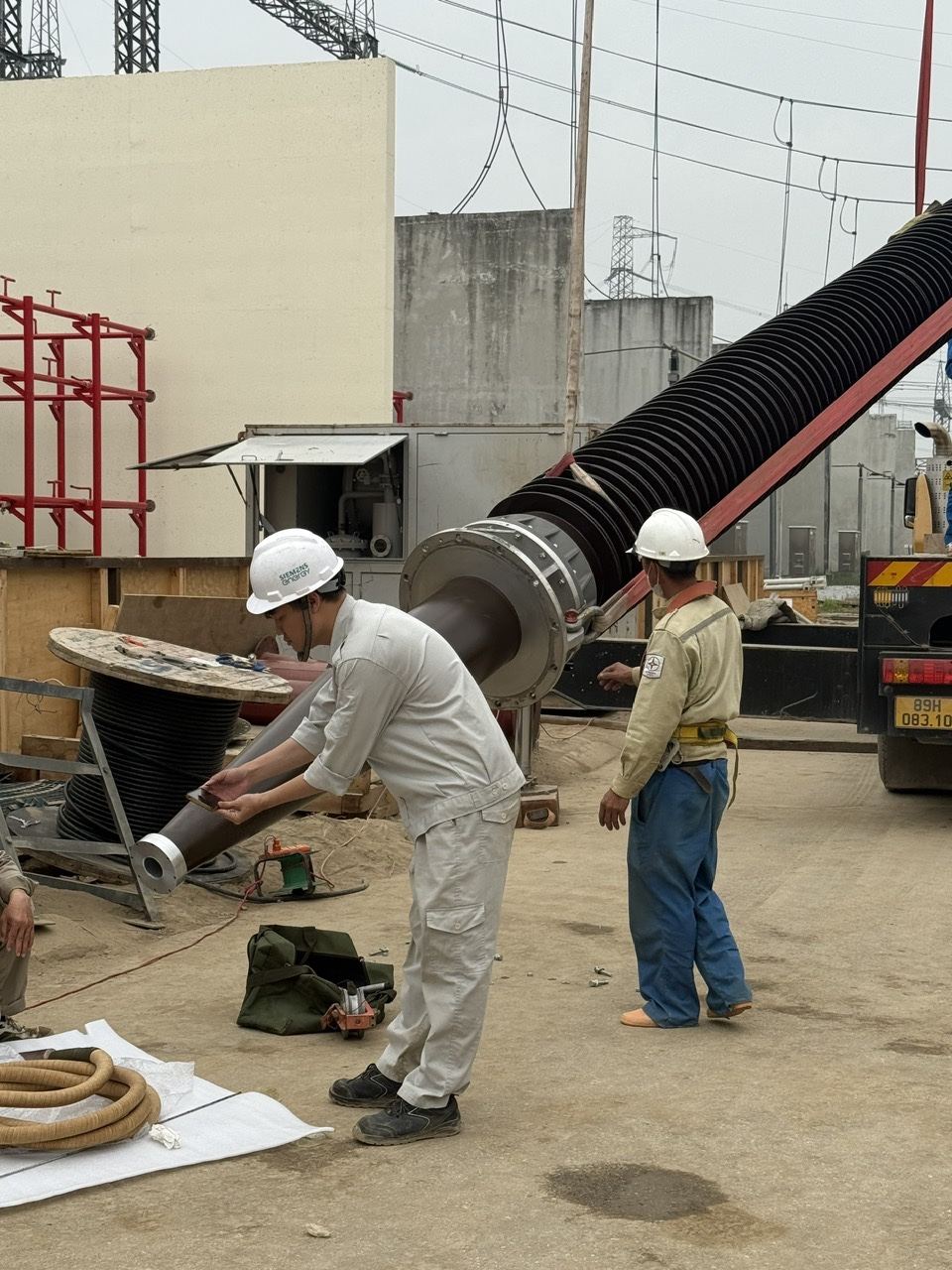 Fitting cable terminations and connections at a substation