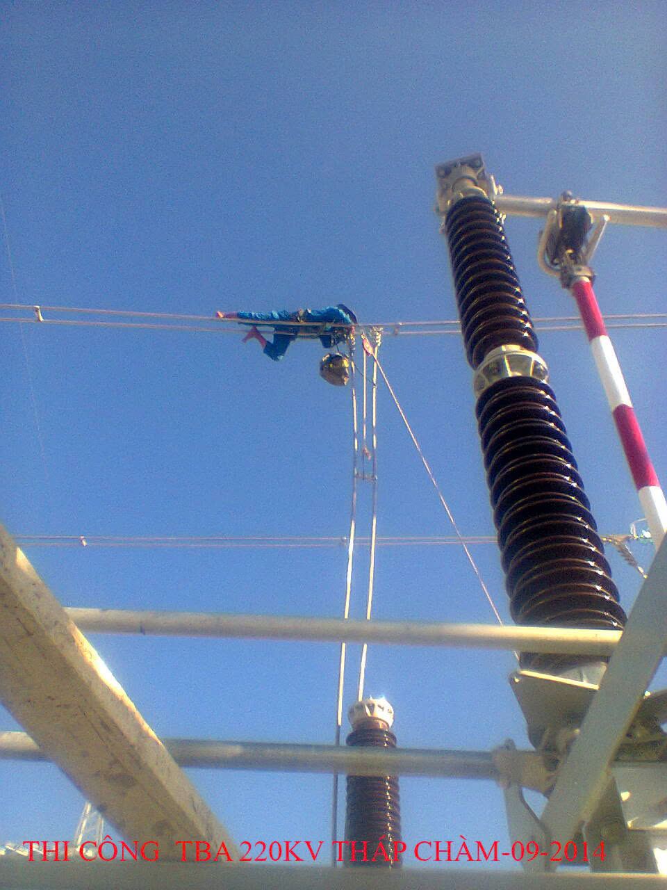 Working at height at Tháp Chàm 220KV substation — September 2014